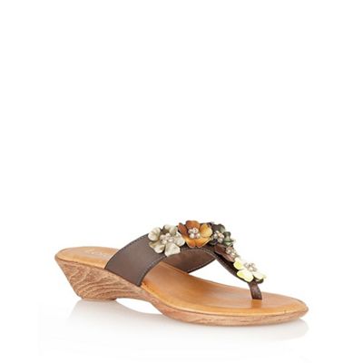 Lotus Brown 'Sicily' toe-post sandals
